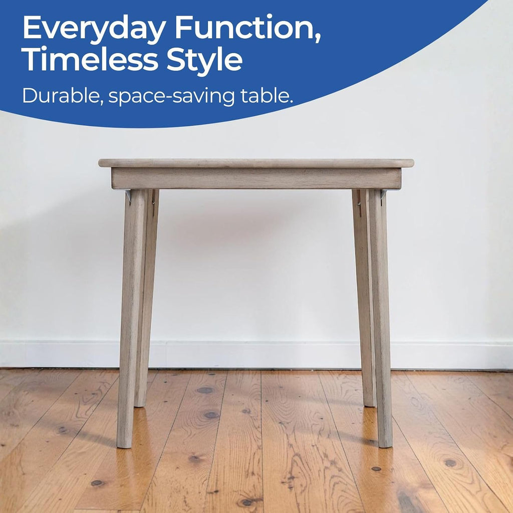 Stakmore Classic Straight Edge Square Folding Card Table 32x32 - No Assembly Wooden Foldable Card Table, Bridge, Board Game, Steel Mechanism, Folding Legs, Space-Saving, Driftwood Frame