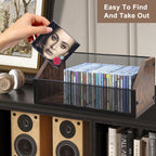 CD Storage Rack 2-Pack - CD Storage Case Holds 76 Full Case CDs, 152 Slim Case CDs, Desktop or Closet CD Stand, CD Display for Blu-Ray | Video Game Cases | Papers | Cards