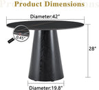 Faux Marble Round Dining Table for 4-6, 42" Modern Round Kitchen Table with Sintered Stone Top and Wood Stable Pedestal for Apartment,Restaurant,Small Space (Black