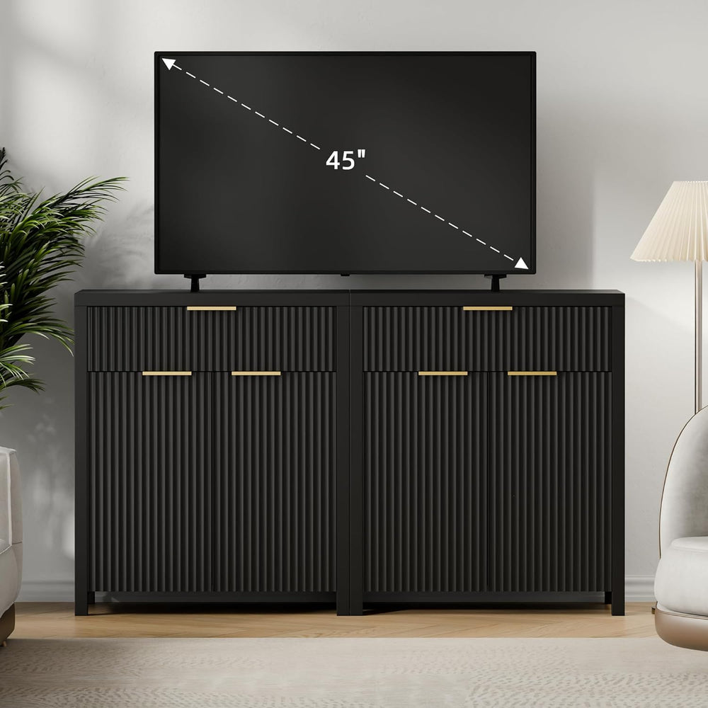 YaFiti Storage Cabinet Fluted Sideboard Buffet Cabinet with Adjustable Shelve...