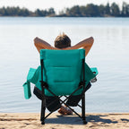 Unisakey Oversized Rocking Camping Chair with Headrest & Cup Holder - 300lbs Capacity, 600D Oxford Fabric, Easy Fold Portable Outdoor Rocker Chair for Camping, Backyard, Beach, Blackgreen