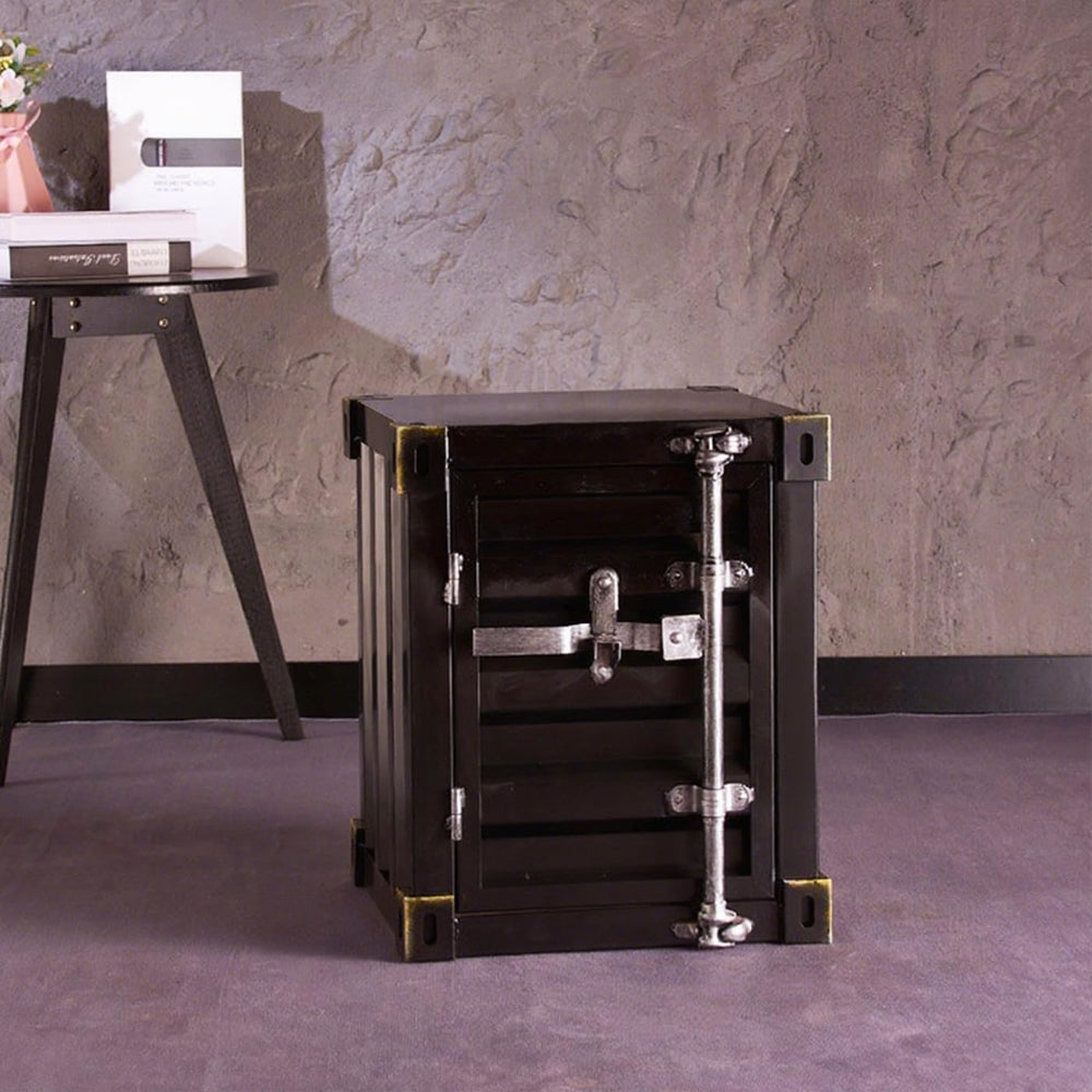 Gdrasuya10 Industrial Style End Table Bedside Table Side Table, Black Maritim...