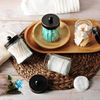 Amolliar Apothecary Jars Bathroom Storage Organizer - Cute Qtip Dispenser Vanity Canister Glass with Lid for Cotton Swabs,Rounds,Bath Salts,Makeup Sponges,Hair Accessories/Oil Rubbed Bronze（2 Pack）