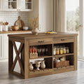Tribesigns 55" Kitchen Island with Storage Drawers and Shelves, Farmhouse Large Island Table for Kitchen, Dining Room