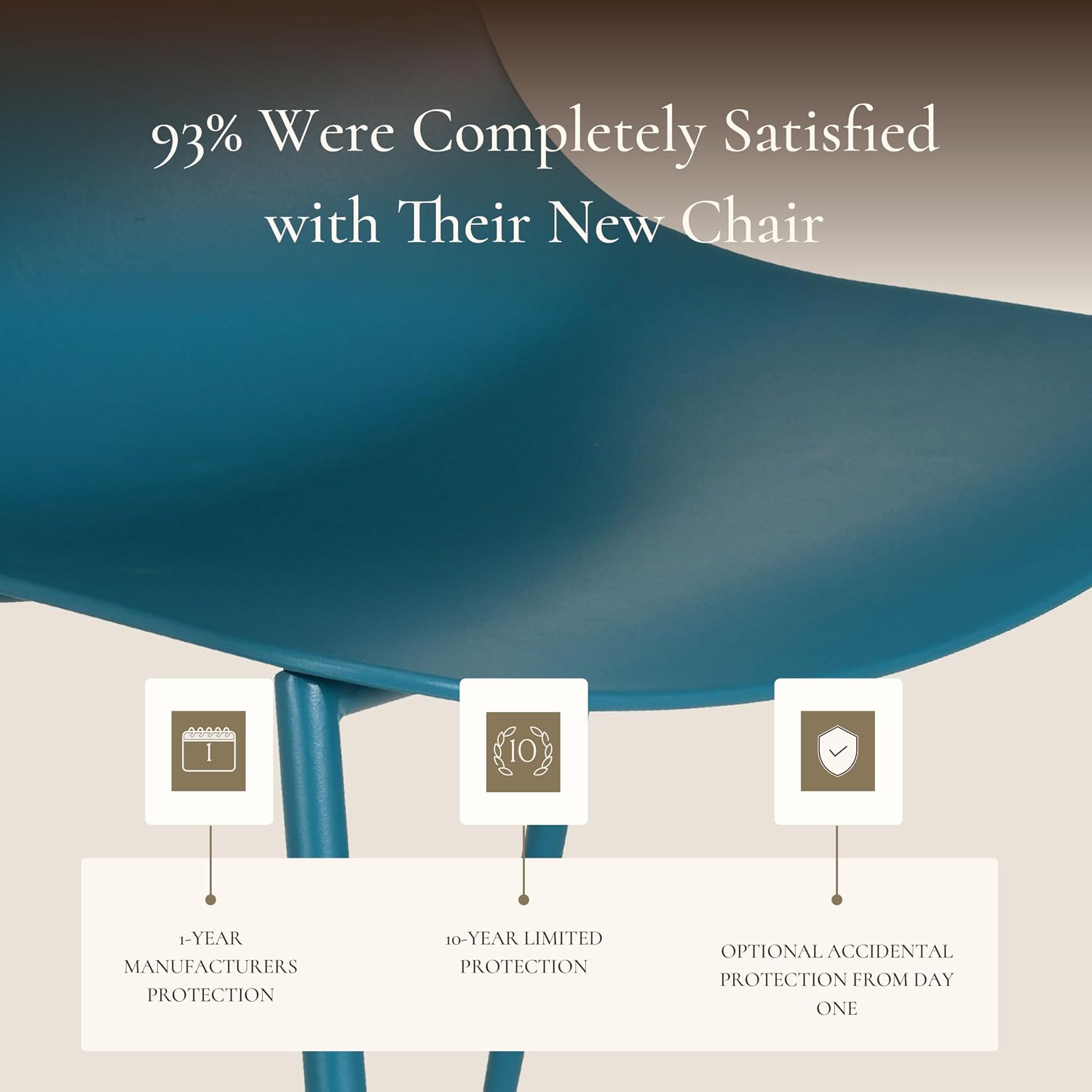 Poly & BARK Isla Modern Kitchen Chairs Set of 4 - Plastic Dining Chair with Metal Legs - Quick Assembly Simple Cafe Chairs Plastic for Indoor or Outdoor - Ocean Teal