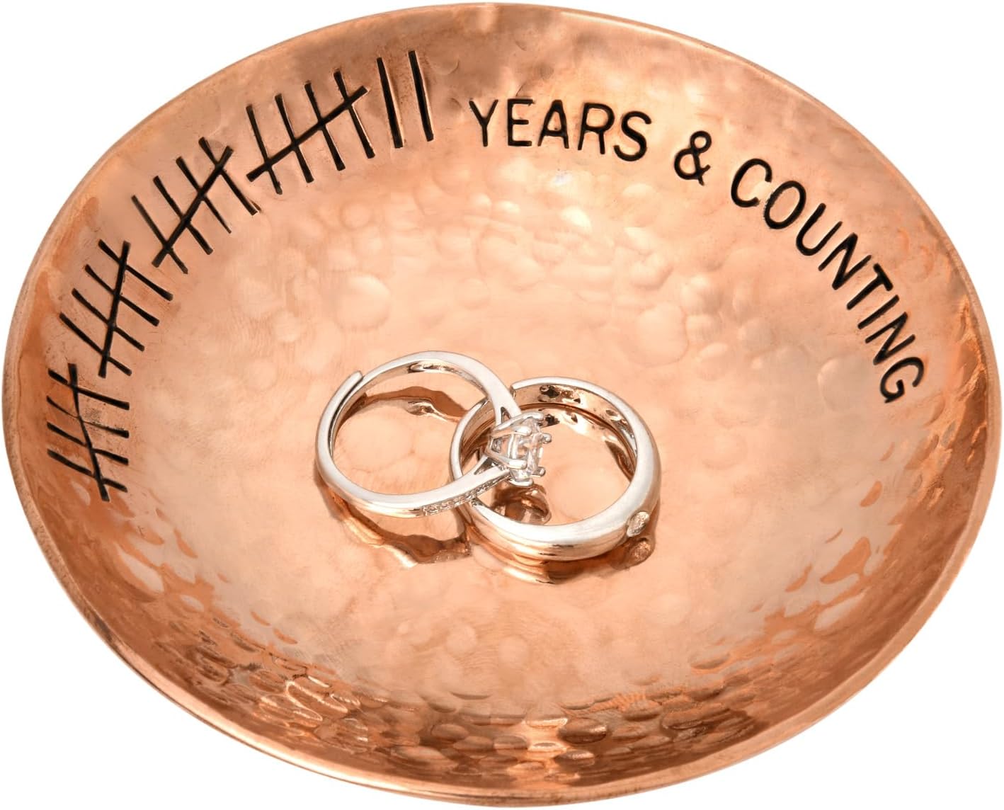 22 Year Wedding Anniversary Copper Gifts 22th Gifts 4" Copper Jewelry Tray Engraved Decorative Dish for Couple Him or Her