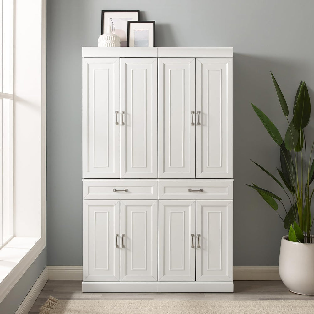 Maykoosh Pantry Cabinets - 2 Piece Kitchen Storage Organizer, White Finish