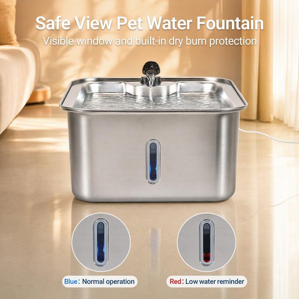 Dog Water Fountain, 4.5Gal/17L Quiet LED Blue Light Stainless Steel Pet Water...