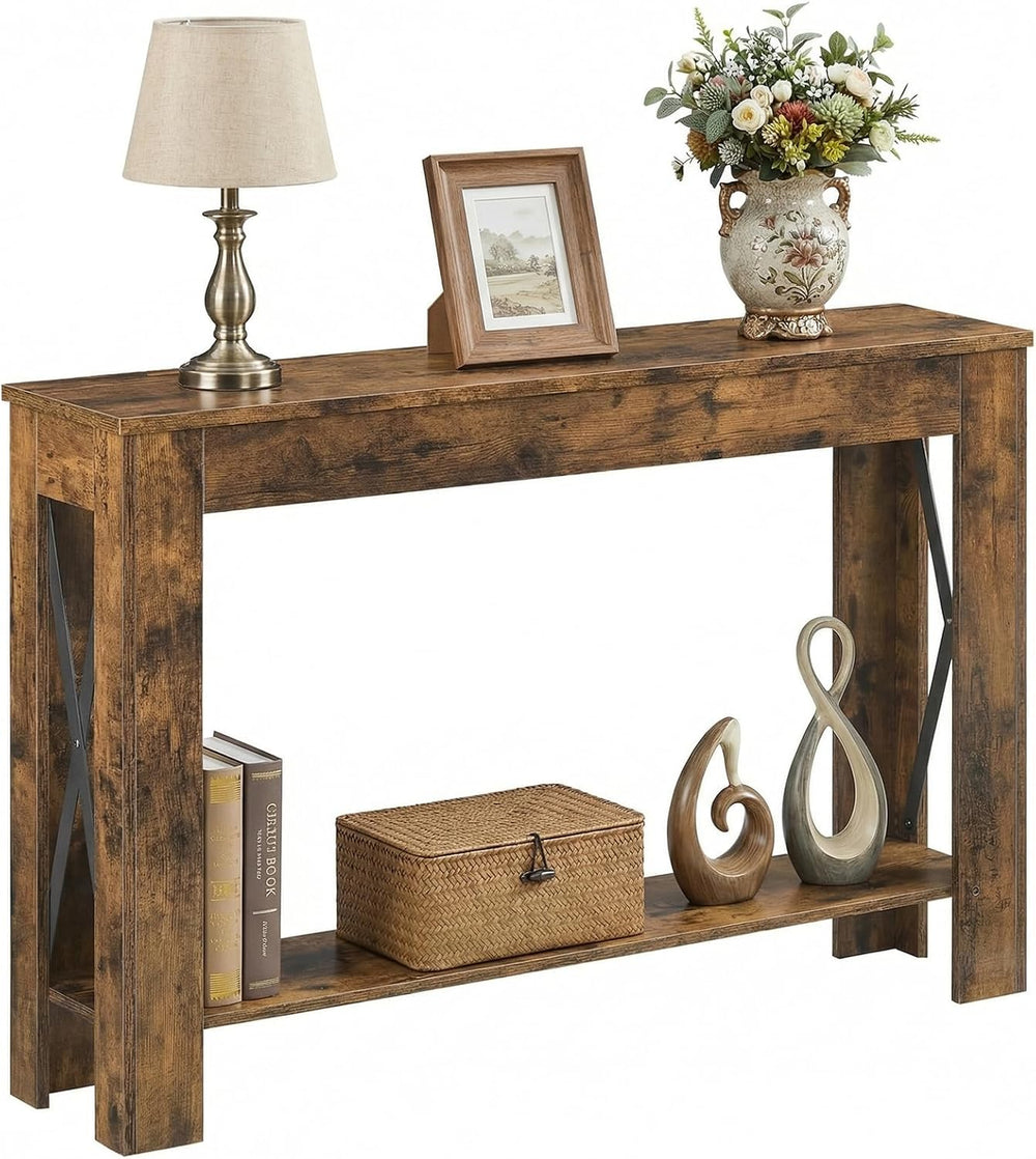 YATINEY Farmhouse Console Table, 39.4'' Small Narrow Entryway Table, ...
