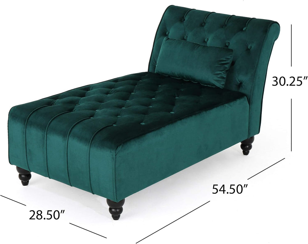 Christopher Knight Home Rafaela Modern Glam Tufted Velvet Chaise Lounge with ...