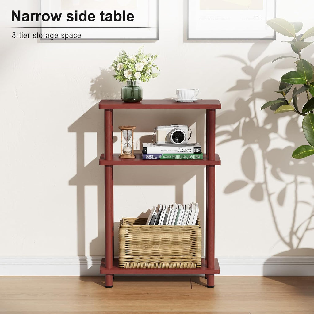Apicizon 3 Tier End Table, Narrow Side Table with Storage Shelf, Bedroom, Living Room, Entryway, Farmhouse, Dark Brown
