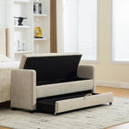 58.3" 2-Tier Storage Bench Upholstered with Drawer, Griege. | End of Bed Bench, 2-Tier Storage King Size Bench Upholstered for Bedroom, Cloakroom, Entryway, Hallway, Window.