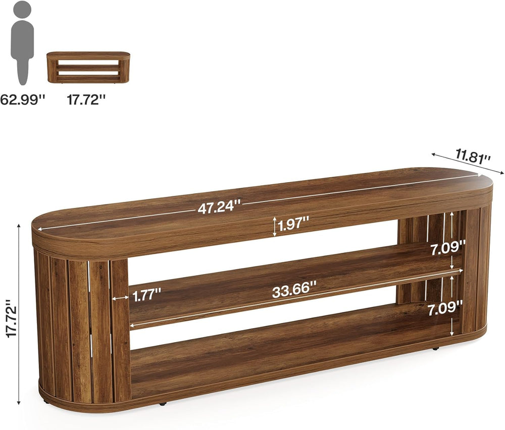 Tribesigns 47.2 in. 3-Tier Entryway Bench with Shoe Storage,Farmhouse Wooden ...
