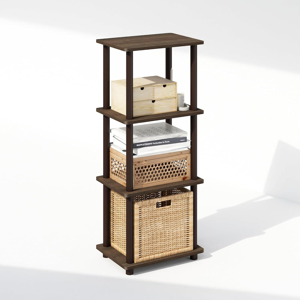 Furinno Turn-N-Tube Side Table, 3-Tier End Table with Open Shelf, Easy Assemb...