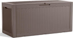120 Gallon Resin Deck Box, Lockable Patio Outdoor Storage Box for Furniture, Garden Tools and Tools Storage, Waterproof Outside Storage Boxes - Grey