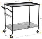 WDT 2-Tier Utility Cart with Wheels, Metal Cart with 1000LBS Capacity, NSF Heavy Duty Rolling Cart, Commercial Grade Serving Tool Storage Carts for Warehouse Garage Kitchen, 24"D x 45"W x 39"H, Black