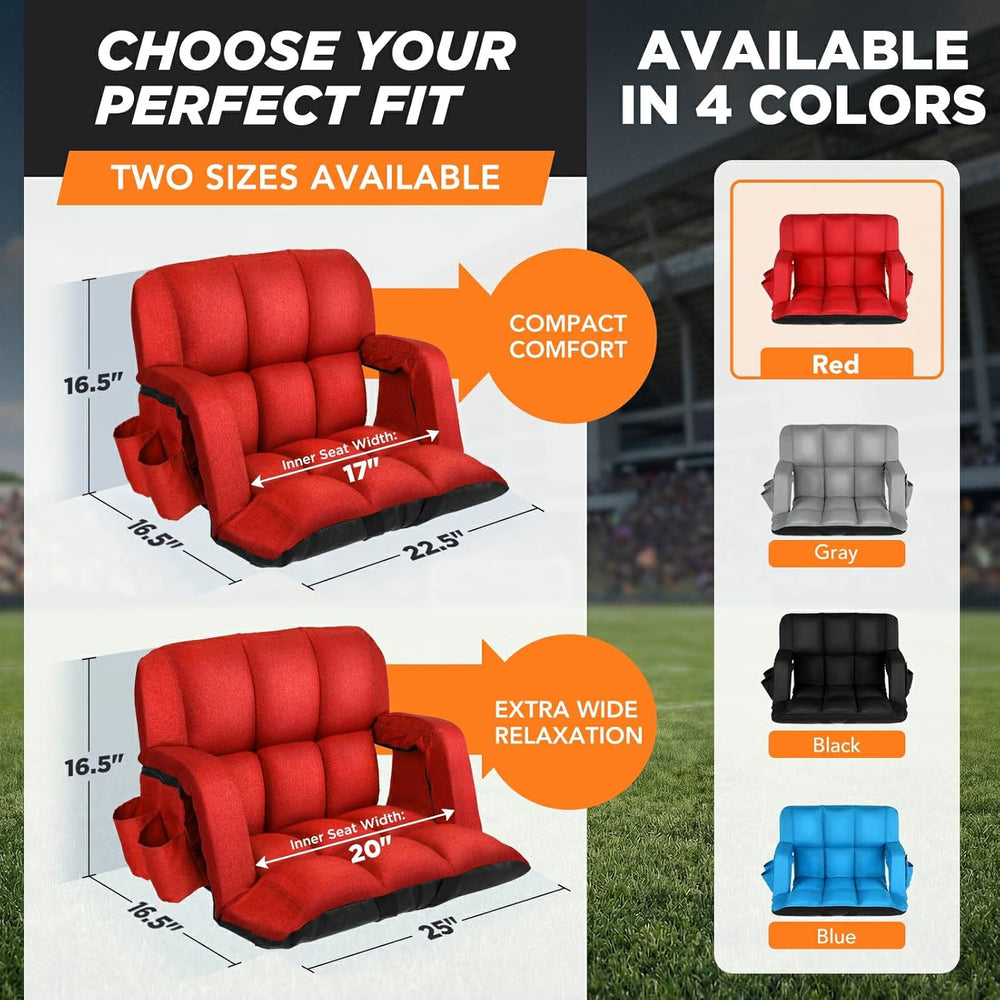 Stadium Seats with Back Support 2 Pack, 12-Grid Ergonomic 4.7" Thick Ble...
