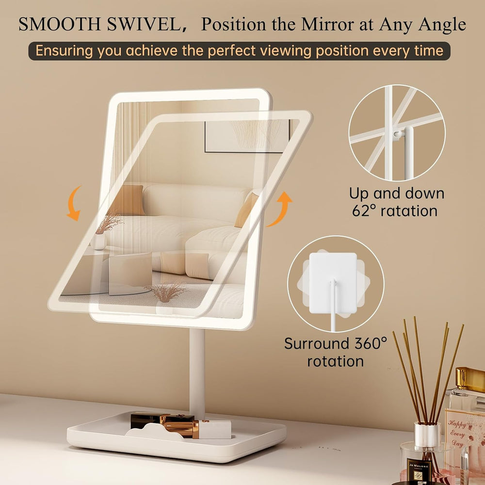 FUNTOUCH 4000mAh Rechargeable Vanity Mirror with Lights 40X Magnifier,White