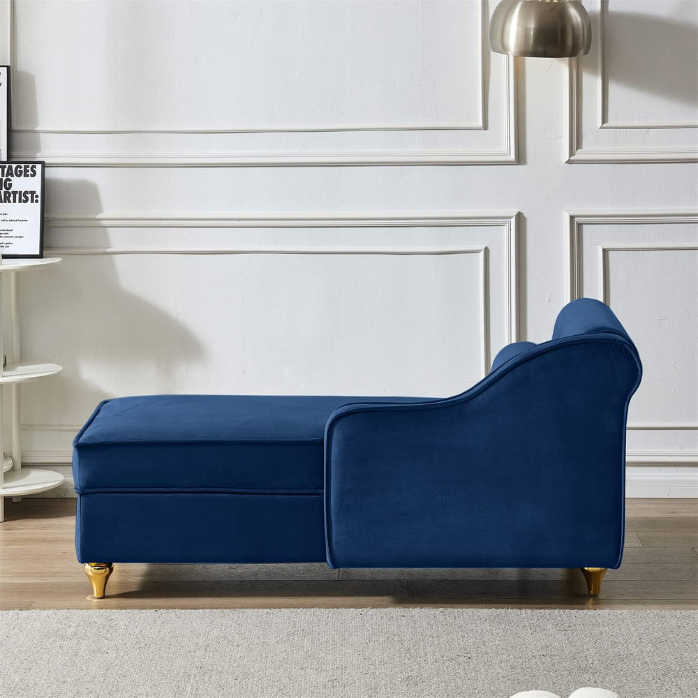 Polibi 60.6" Velvet Chaise Lounge Chair with Hidden Storage Space, Golde...
