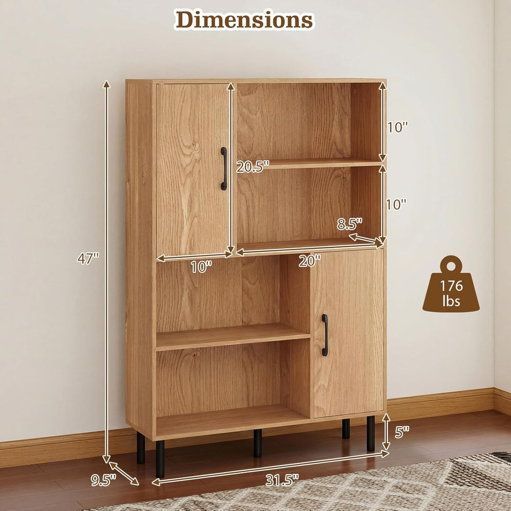 Giantex 47-Inches Storage Cabinet with Doors, Open Shelves, Anti-Tipping Devi...