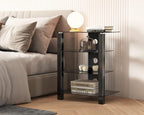 FITUEYES 4-Tier AV Media Cabinet Stand Component Cabinet, Gaming TV Stand and Stereo Rack Audio Tower with Height Adjustable Tempered Glass Shelves, AS406003GB