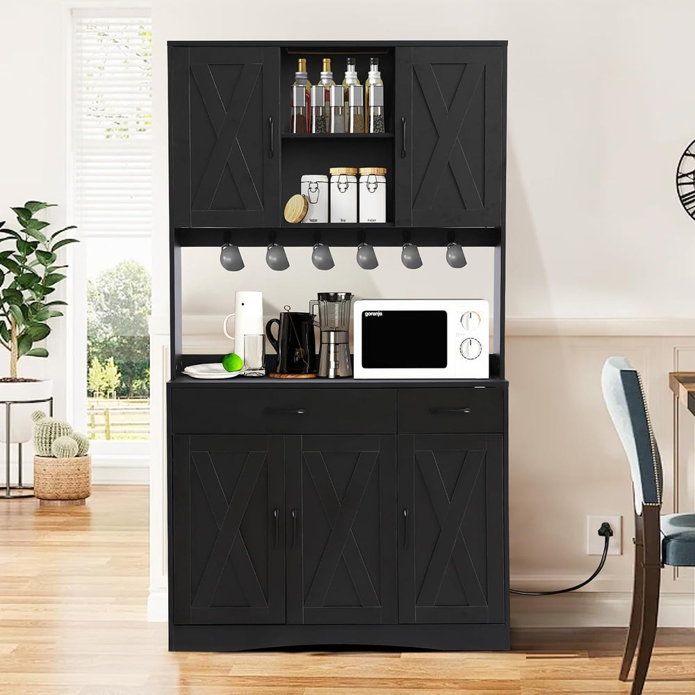 Grepatio 71" Kitchen Pantry Cabinet, Pantry Cabinet with Charging Statio...