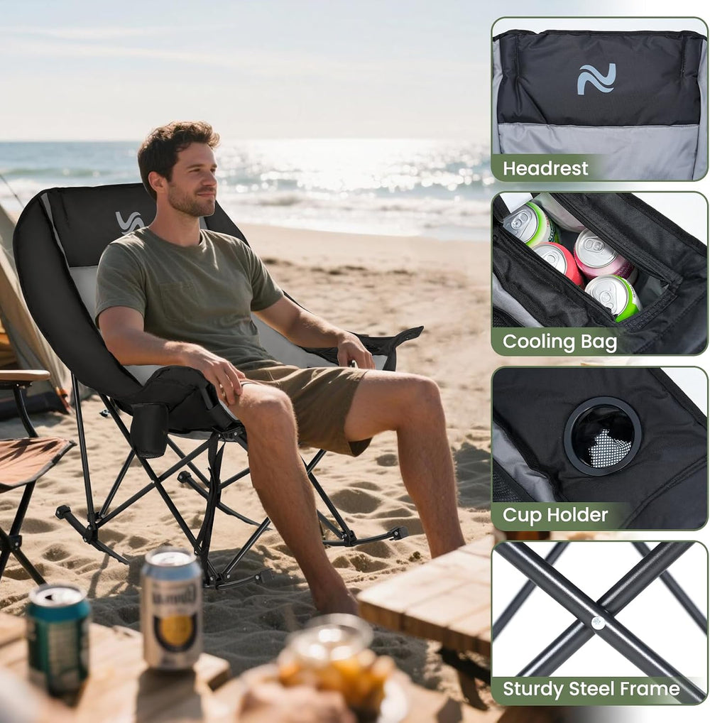 ABORON Oversized Rocking Chair for Adults, 400 lbs Heavy Duty Camping Chair |...