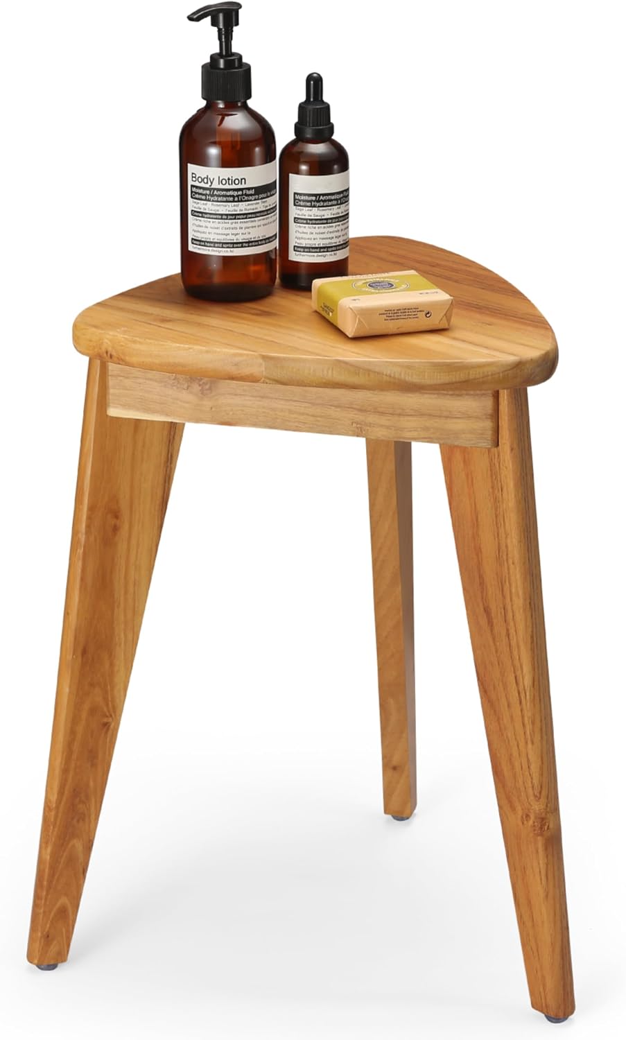 Teak Shower Stool, 17'' Shower Foot Rest for Shaving Legs, Waterproof...