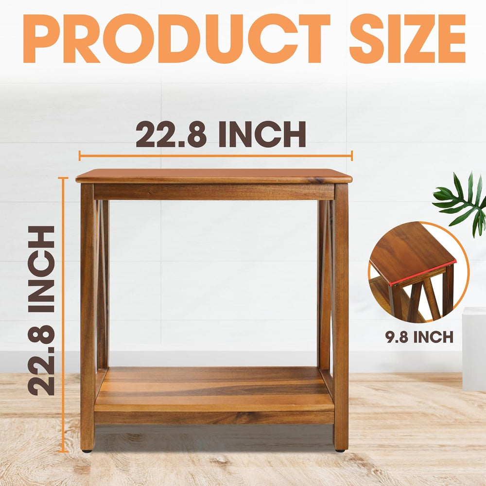 ENKEZI Narrow End Table with Shelf – Slim Side Table, Nightstand for Small Sp...