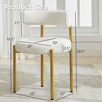 Boucle Dining Chairs Set of 4, Mid Century Modern Dining Room Chairs with Barrel Backrest, Upholstered White Kitchen Chairs for Dining Room, Restaurant, Gold Metal Frame