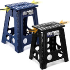 Delxo Folding Step Stool, Heavy Duty Foldable Stool for Adults,Premium Portable Collapsible Plastic Step Stool,Non Slip Folding Stools for Kitchen Bathroom Bedroom (16 inch+18 inch)