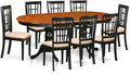 East West Furniture PLNI9-BCH-C 9 Piece Modern Dining Table Set Includes an Oval Wooden Table with Butterfly Leaf and 8 Linen Fabric Kitchen Dining Chairs, 42x78 Inch, Black & Cherry