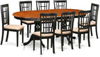 East West Furniture PLNI9-BCH-C 9 Piece Modern Dining Table Set Includes an Oval Wooden Table with Butterfly Leaf and 8 Linen Fabric Kitchen Dining Chairs, 42x78 Inch, Black & Cherry