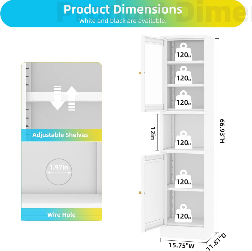69" Tall Metal Pantry Cabinet with Microwave Stand,Microwave Storage Cab...