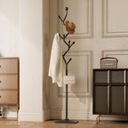 Tree-shaped coat rack stand,Metal coat tree with 8 Hooks and sturdy cast iron base,Heavy Duty coat rack freestanding coat hanger stand for Clothes Hats Scarfs Purses (black)