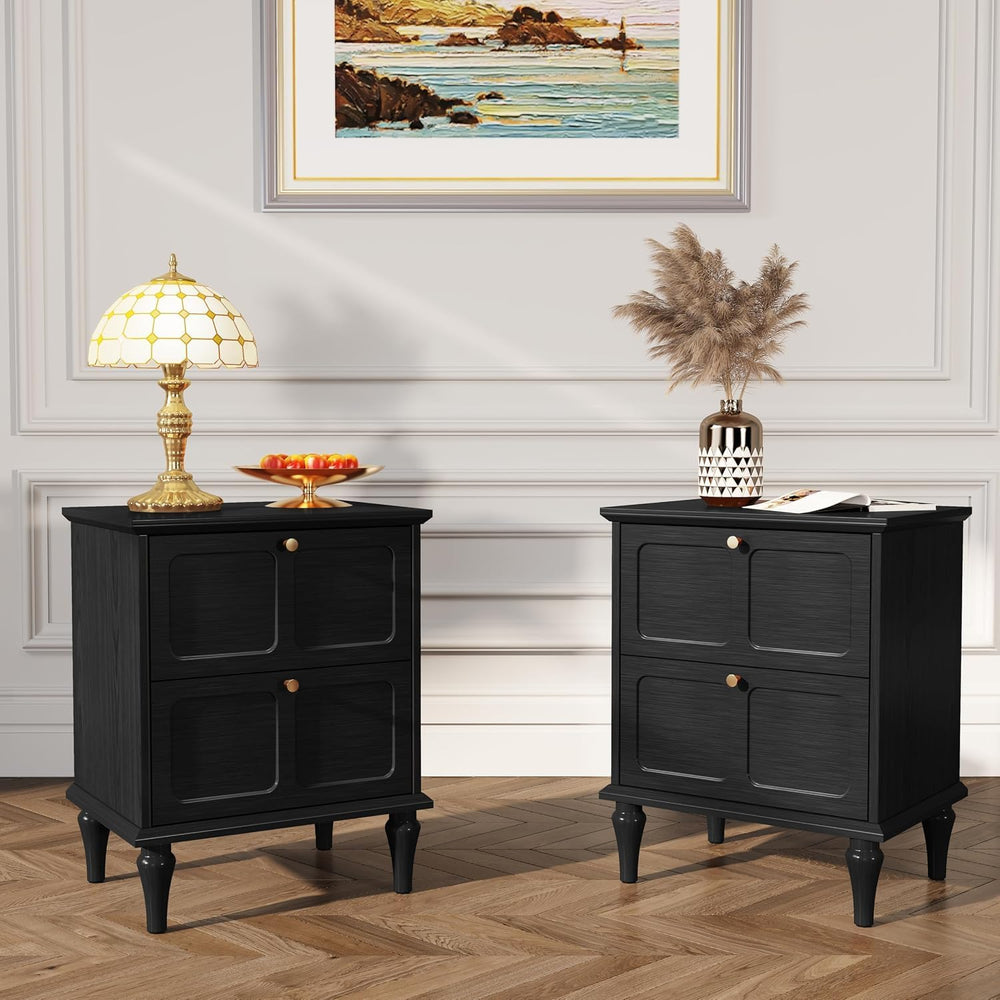 ARTPOWER 3 Piece Mid-Century Living Room Table Set, Black | Coffee Table and ...