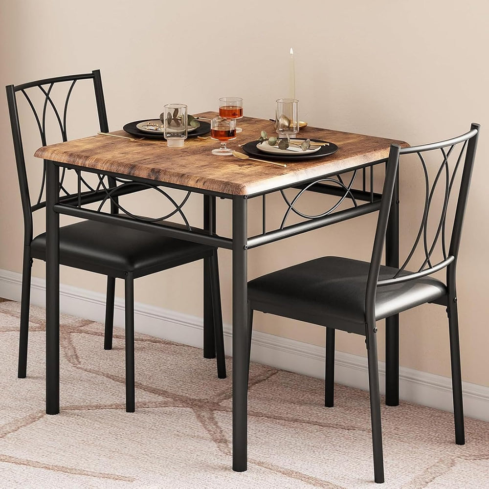 GarveeHome Small Dining Table Set for 2, Square Table and Chairs Set of 2, 3 ...