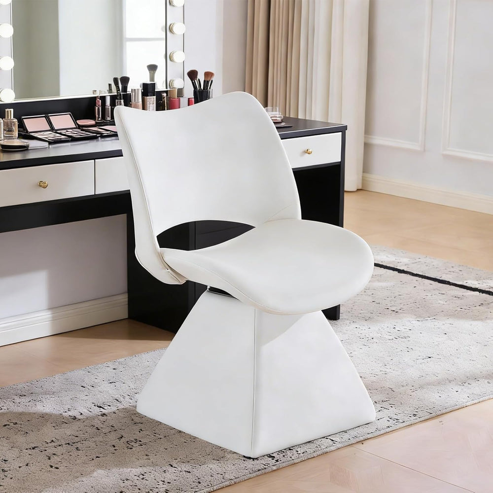 Swivel Dining Chair, Modern Faux Leather Kitchen Chair, Upholstered Armless S...