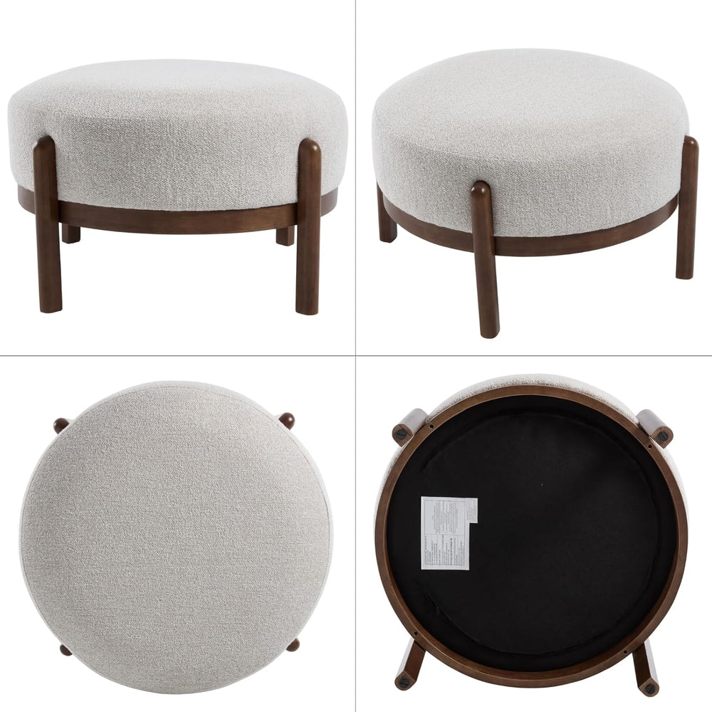 Ya-Home Modern Ottoman, Soft Sherpa Fabric Footrest Bench with Solid Wooden L...