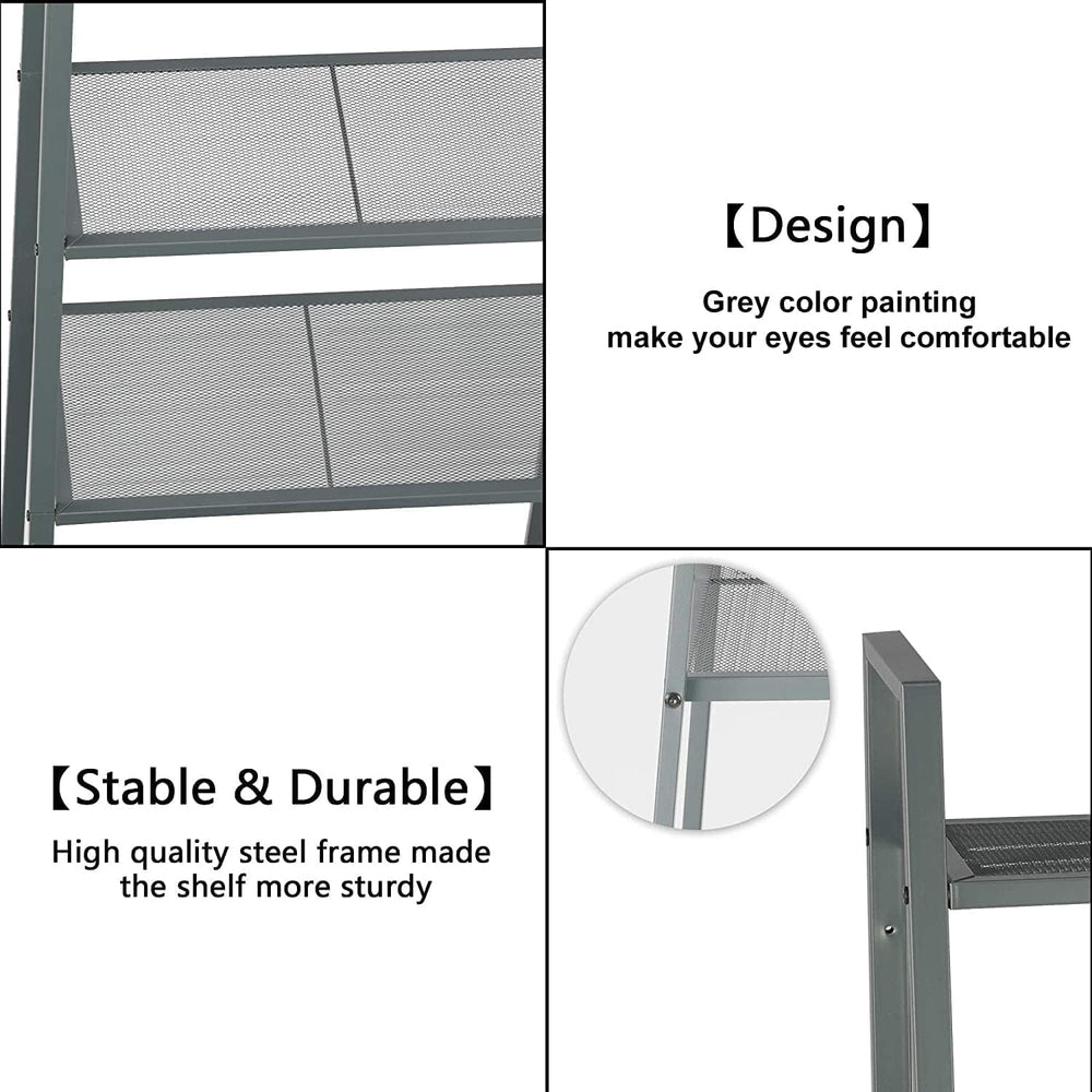4-Tier Metal Ladder Shelf, Lightweight Bookcase Storage Rack with Open Shelve...