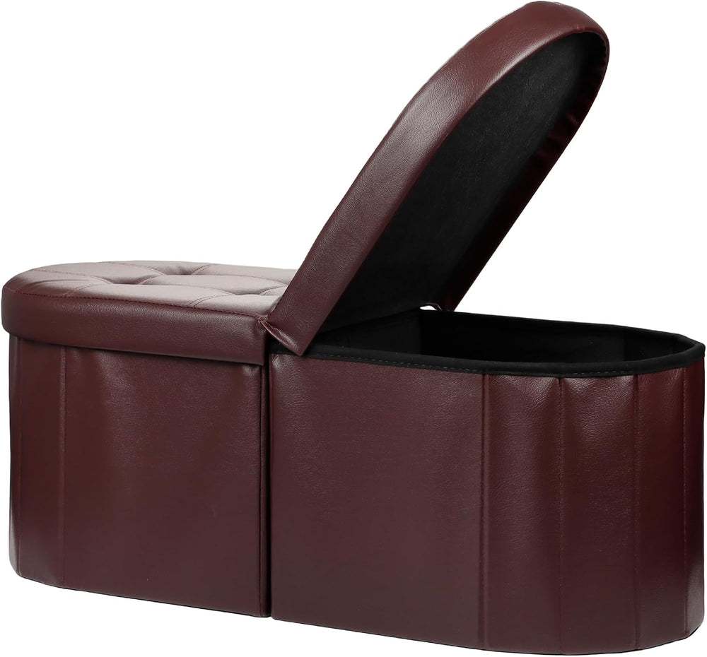 AmasSmile Storage Ottoman Bench, Foot Rest with Partitioned Storage in a Oval...