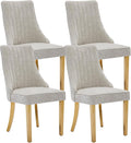 Dining Chairs Set of 4，Modern Channel Tufted Upholstered Dining Chairs with Golden Stainless Steel Legs, Comfortable Chenille Fabric Kitchen Chairs for Dining Room (Beige, 4pc)