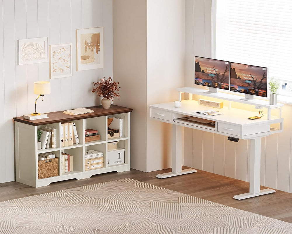 OffiGo 8 Cube Organizer Bookcase, Modern Farmhouse Open Shelf for Storage Bin...