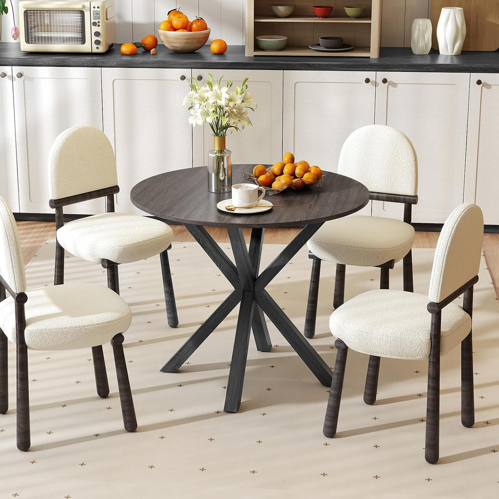 GOFLAME 36” Round Dining Table for 4 People, Wooden Kitchen Table with Inters...