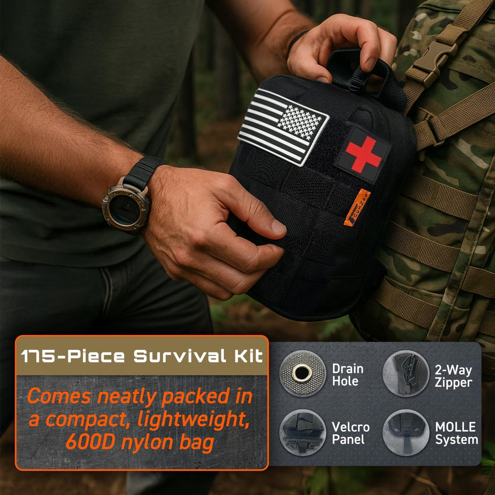 GunZee 175-Piece Survival Kit, First Aid Kit for Emergency and Outdoor Advent...