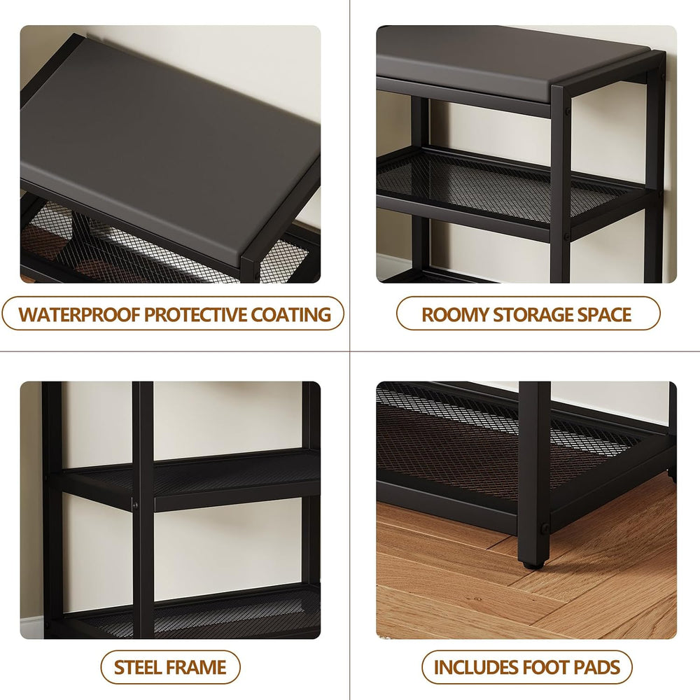 ZHOOGE Small Shoe Bench Shoe Rack Storage Bench Entryway Bench Shoe Shelf wit...