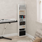 Furinno Jaya DVD Shelf, 9-Shelf Tall Narrow CD Rack, Media Shelf with Adjustable Shelves, DVD Storage Cabinets for CD Blueray Game Disc, Easy Assembly, for Living Room, Home Office, Plain White