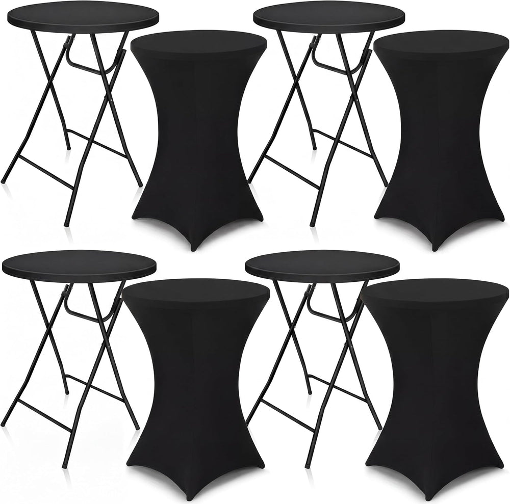 Wenqik 4 Sets 32"x43" High Top Folding Cocktail Tables & Cover,...