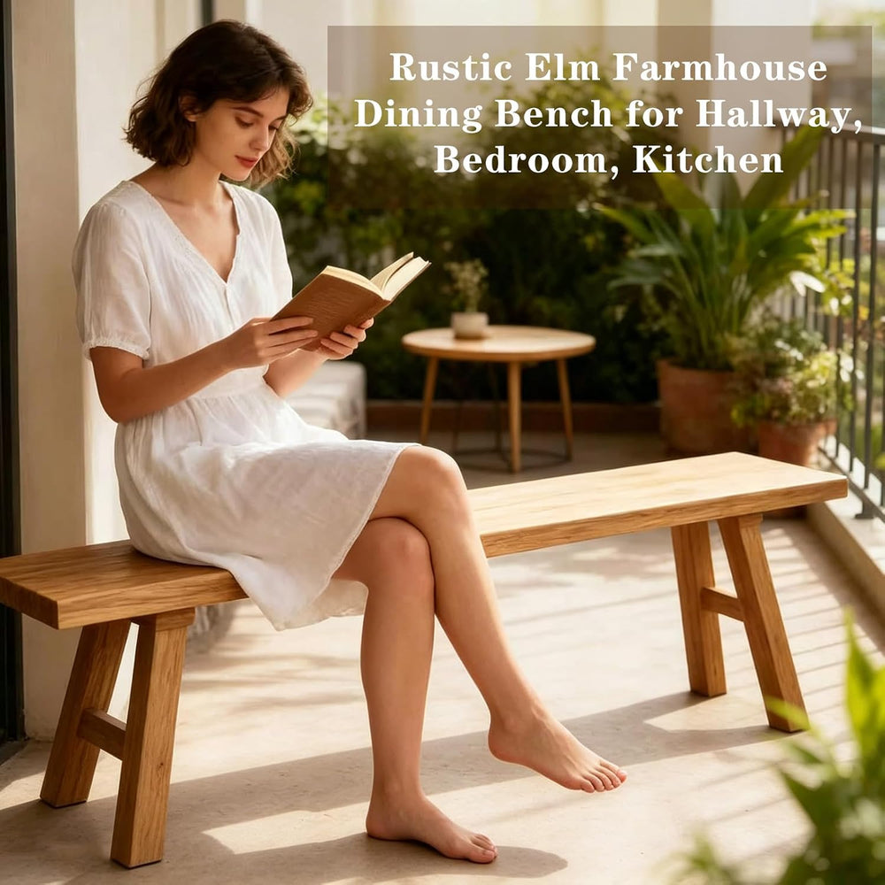 Reclaimed Elm Rustic Entry Way Benches Seat-Farmhouse Indoor Solid Wooden Noo...