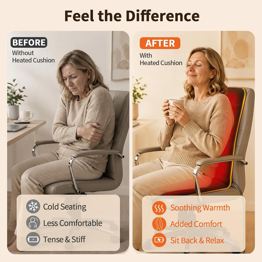 Heated Seat Cushion for Office Chair, 7 Heat Levels Thick Heating Chair Pad
